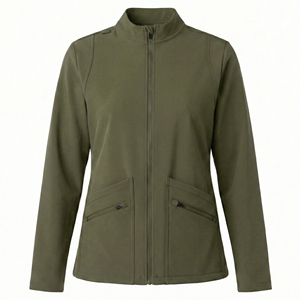 Blouson médical personnalisable en gros à manches longues avec fermeture éclair frontale, poches sécurisées et design extensible pour le personnel médical - Product Image 2