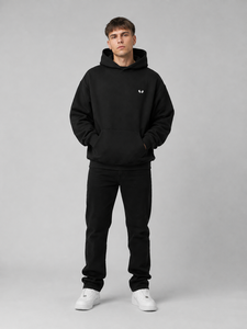 Sudadera con Capucha Negra para Hombre, Estampado de Letras en Dorado, Estilo Casual Urbano, Fabricante Personalizado, MOQ Bajo - Product Image 3
