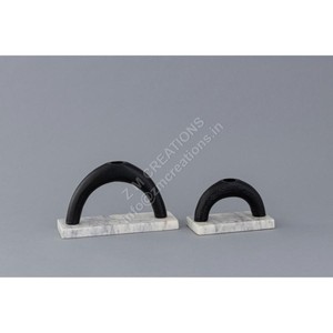 Artisanat, porte-bougie en métal fait à la main, base en marbre, revêtement noir, écologique, décoration de mariage, décoration de Noël, support de bougie moderne - Product Image 1