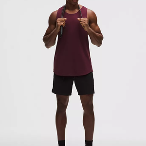 Men's <b>Maroon</b> Breathable Cotton/Bamboo Fiber Quick Dry Eco-Friendly Stand Collar Casual Sleeveless Workout Tank <b>Top</b> - Product Image 1
