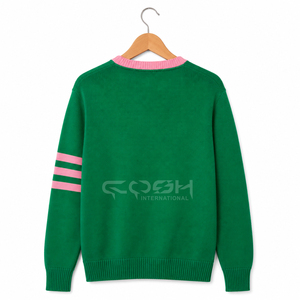 Cosh International – Nouveaux Cardigans Unisexe Tricotés à Col en V Grande Taille avec Broderie, Bordure Rose, Manches Longues – Design Tendance - Product Image 4