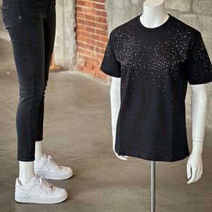 High Quality 100% cotton T-shirt for men loose fit Unisex T Shirt Men's T-shirt Blank O-neck <b>Tshirt</b> Custom Rhinestone Diamond - Product Image 2