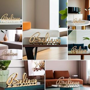 Décoration Murale Autonome en Métal avec Lettres 'Believe' pour la Maison, le Salon, le Bureau ou comme Accent de Table - Product Image 5