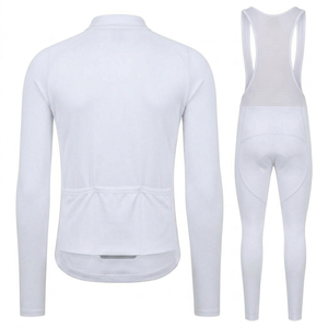 Ropa deportiva al por mayor, conjunto de ciclismo blanco personalizado para hombre, kit de ciclismo de secado rápido y transpirable, pantalones de ciclismo con tirantes. - Product Image 2