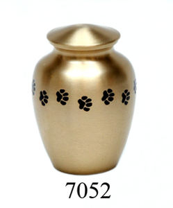 Urne funéraire pour animaux de compagnie en laiton, 5 pouces, gris étain, avec patte dorée gravée, pour cendres, offrant une solution commémorative digne avec un design intemporel - Product Image 3