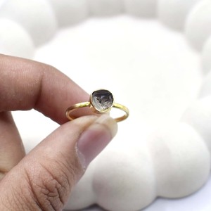Raw Herkimer Diamond Adjustable <b>Ring</b> Gold Plated Collet Set Natural <b>Crystal</b> Handmade Minimalist Birthstone <b>Ring</b> Gift for Women - Product Image 2