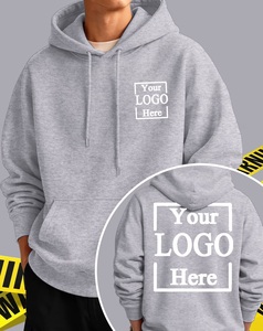 Custom Logo Hooded Men's 100% Cotton French Terry 350g Regular Fit Casual Autumn Wear Heat Transfer Printed Front <b>Back</b> Design - Product Image 1