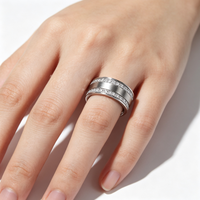 Bague en titane avec double rangée de zircone pavée, alliance brossée de 8 mm pour hommes et femmes, bijoux de luxe en gros