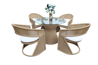 Ensemble de table et chaises de jardin en polyrotin d'extérieur PRCF-022, meubles de patio