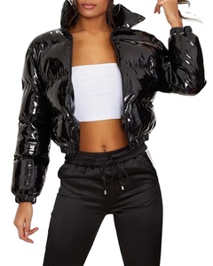 OEM Custom Women Jackets Long Sleeves Style Winter Hooded Coat Waterproof Zipper Cropped Puffer Jacket for Women Casual Wear - Product Image 5