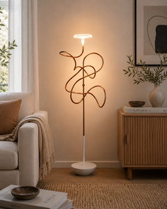 โคมไฟตั้งพื้นทองแดงสไตล์ร่วมสมัย โคมแก้วทรงกระบอกสีขาว ไฟ LED ขั้ว E26 แสง 6000K แสงเดย์ไลท์ CRI90 สว่างมาก เหมาะสำหรับห้องนั่งเล่น - Product Image 4