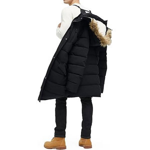 Chaqueta de Invierno para Hombre, Extra Larga, de Forro Polar, con Capucha, Tipo Parka, Cálida, Resistente al Agua, con Aislamiento para Clima Frío - Product Image 3