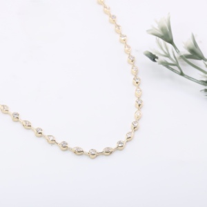 Collier TULSIYA JEWELS en or jaune avec diamants de laboratoire marquise alternés, élégant, classique, serti clos, personnalisable - Product Image 1