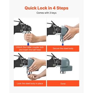 Serratura per Gancio di Traino Rinforzato da 2-5/16 Pollici (Tipo Bulldog) con 3 Chiavi, Resistente alla Corrosione per Rimorchi di Barche e Moto d'Acqua - Product Image 4