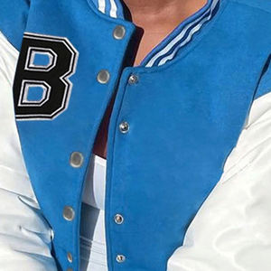 Veste de baseball en coton tricoté pour femme, longueur régulière, style hip-hop, respirante, avec lettrage - Product Image 6