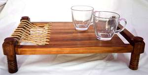 Charpai Wood <b>Serving</b> Tray | Sheesham Strip Tray for Kitchen Tray <b>Serving</b> <b>Set</b> (Pack of 1) - Product Image 3