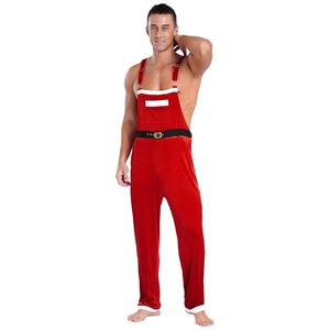 Costume de Noël homme grande taille Costume de Père Noël en flanelle Salopette de poche sans manches une pièce pour les vacances de Noël - Product Image 3