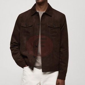 Modern Style Winter <b>Suede</b> <b>Leather</b> <b>Jacket</b> Stand Collar Front Logo Smooth Finish Lightweight Comfort for Street Style Everyday Use - Product Image 3