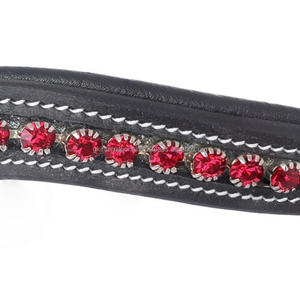 Fancy Red crystals diamante con incrustaciones de canal vacío banda de ceja de caballo de cuero acolchado con relleno y costuras blancas duraderas - Product Image 5