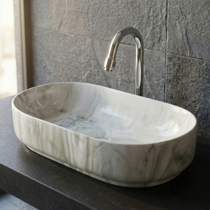 Lavabo de salle de bain de luxe en céramique bicolore moderne, lavabo artistique à poser sur comptoir - Product Image 2