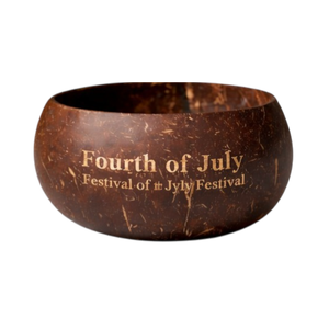 Bol en Coque de Noix de Coco Poli de Haute Qualité, Écologique, Fait Main, Décoration Artistique Gravée, Style Américain, Cadeau Unique pour le 4 Juillet - Product Image 4