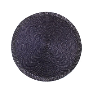 <b>Round</b> Dark Blue Glass Beaded <b>Placemat</b> 15'' Inches for Dining Table Decoration - Product Image 1