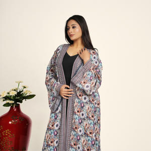 Elegante Abaya de Chifón para Mujer, Estilo Árabe, Abierta por Delante, Manga Larga, Largo hasta el Suelo, Modesta, Islámica, para Oración del Eid y Uso Diario - Product Image 3