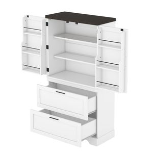 Moderno stile fattoria in legno bianco armadio robusto telaio porta divisorio cassetti per cucina soggiorno ingresso camera da letto - Product Image 4