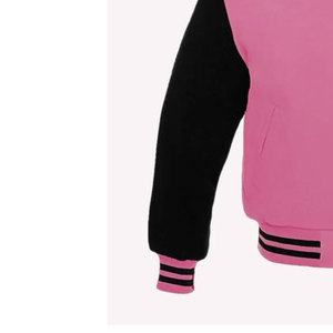 Nouvelle veste de baseball décontractée rose pour l'école et l'université, légère, brodée, style Letterman, patchwork, col montant - Product Image 4