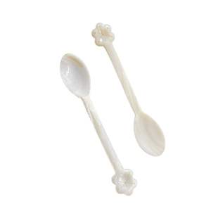 White Dessert Mother of Pearl <b>Spoon</b> and Fork Polished Coffee <b>Spoon</b> Cake <b>Ice</b>-<b>Cream</b> Caviar Wholesale - Product Image 2