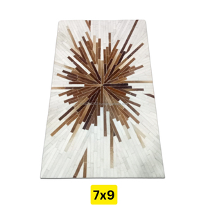 Premium 7x9 alfombra de cuero hecha a mano con pelo moderno patrón geométrico de lujo antideslizante alfombra de área de pila baja para hoteles de oficina en casa - Product Image 1