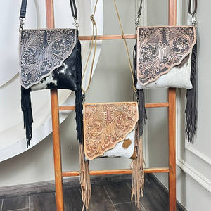 2025 New Arrivals Trendy Hand Tooled Leather Fringe Shoulder Bag for Women Luxury Cowhide Leather Concealed Carry Crossbody Bags - Product Image 4
