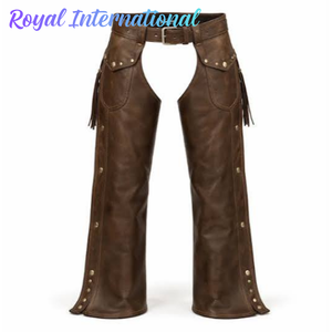 Chaparreras Vaqueras de Cuero Marrón Premium Royal International para Equitación, Protección de Piernas, Rodeo, Rancho y Motociclismo - Product Image 1