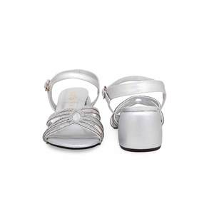 Sandales à talons fantaisie argentées modèle FN5892 - Product Image 2