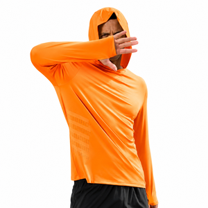 Sweat à capuche de pêche Performance Orange Néon |   Chemise de protection solaire à manches longues UPF 50+ avec logo personnalisé - Product Image 1