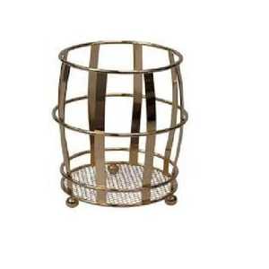 Elegant Gold Metal Strip Cutlery Holder Round Barrel Wire Utensil Caddy Mesh Bottom Feet Countertop Silverware Storage <b>Bin</b> - Product Image 3