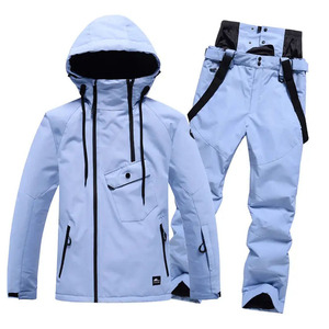 Ensemble de combinaison de ski unisexe personnalisé, veste imperméable coupe-vent et pantalon à bretelles, combinaison de snowboard 2 pièces avec capuche et bretelles - Product Image 5