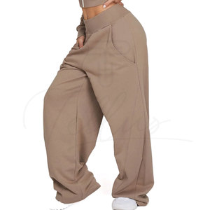 Custom Loose Stylish Trendy Flare Sweatpants Women Straight Wide Leg Full Length Sweatpants Joggers Side Panel <b>Pants</b> OEM - Product Image 6