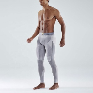 Leggings de compression intégrale pour hommes, imprimé géométrique, séchage rapide, taille élastique avec cordon de serrage, Spandex Nylon 180g - Product Image 4