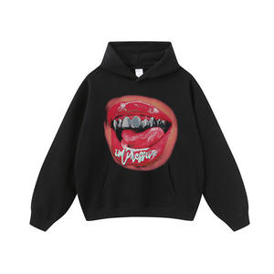 Sudadera con Capucha Impermeable de Forro Polar Lavado y Desgastado Oversize TITAN TREAD WEAR para Hombre y Mujer con Gráfico de Labios Retro Vintage Sexy - ¡Venta Caliente! - Product Image 2