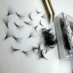 Fournisseur d'extensions de cils pré-faits en marque privée 10D-20D 0.03/0.05/0.07 Fibre synthétique Base pointue Noir mat Soie de vison - Product Image 1
