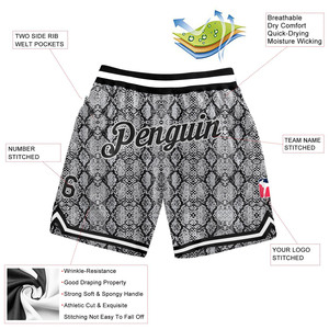 Pantalones Cortos de Baloncesto con Estampado de Serpiente Sublimado, Transpirables, de Malla, de Secado Rápido, para Entrenamiento Deportivo, Personalizables, Pedido al por Mayor - Product Image 2