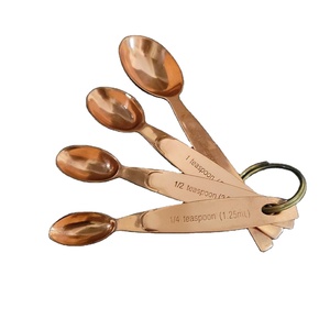 Handmade Copper Measuring Spoons <b>Set</b> with Clear <b>Measurement</b> Marks for Home Kitchen Bakery and Restaurant Use Home Decor - Product Image 2