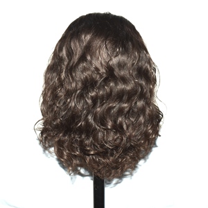 Indian Temple Hair HD for Wig Wavy Human Hair Extensions Indian Remy Double Weft 100g Machine Made Virgin Long Wavy Dark <b>Brown</b> - Product Image 4