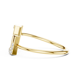 Anillo de oro macizo de 14k para mujer con diamante de corte redondo minimalista de doble cuadrado, ideal para regalo, compromiso, aniversario, boda. - Product Image 2