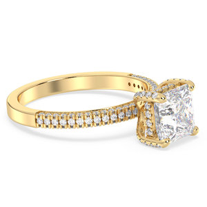 Bague Halo REYES en Argent Sterling 925 avec Moissanite Taille Princesse de 2,59 Carats et Plaqué Or Jaune 14K 18K – Cadeau de Mariage, Bijoux Fins - Product Image 3
