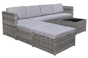 Ensemble de canapé d'angle de jardin moderne en rotin et acier avec coussin en polyester et verre trempé, 7 pièces, pour salon - Product Image 2