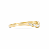 Bague de mariage Art Déco en or massif 10K 14K 18K avec diamant de laboratoire taille baguette, minimaliste et incurvée, pour demande en mariage, promesse ou anniversaire
