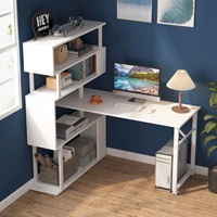 Bureau d'angle moderne en forme de L Tribesigns avec rangement bureau d'ordinateur réversible rotatif avec étagère à 5 étagères