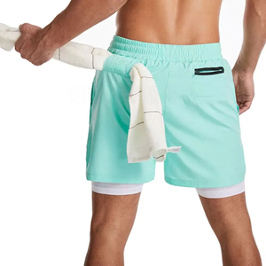 Pantalones Cortos Deportivos para Hombre, 100% Poliéster, con Cierre, 2 en 1, con Forro de Malla, para Gimnasio y Running - Product Image 5